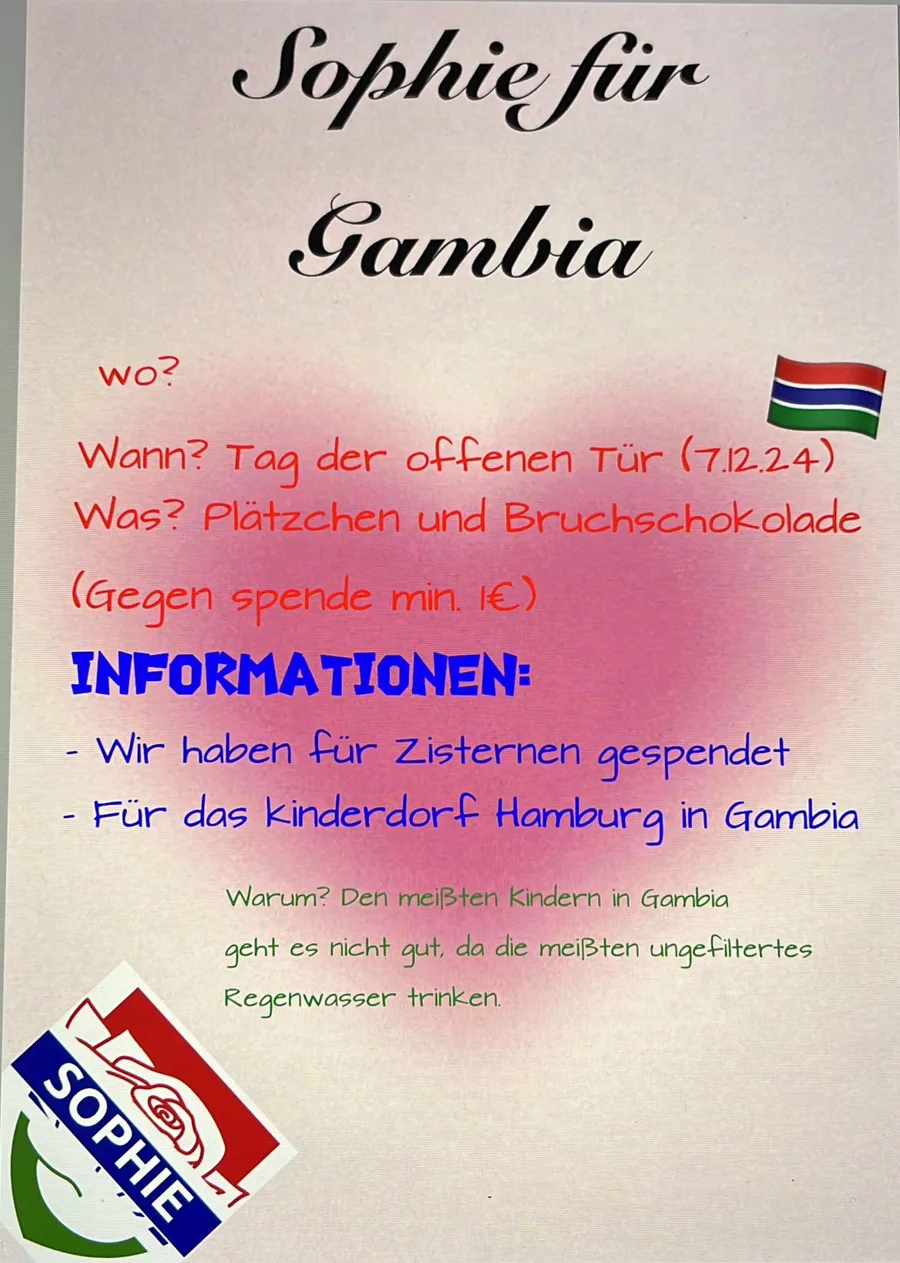 Aushang „Sophie für Gambia
